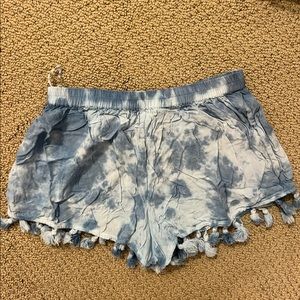 Boutique tie dye shorts with tassel